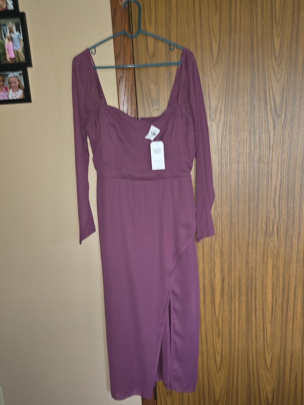 Abercrombie & Fitch Long Sleeve Midi Dress in Plum